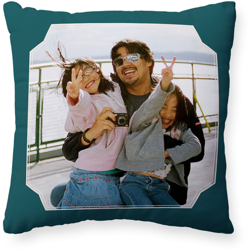 Unique Shape Pillow, Woven, Beige, 20x20, Single Sided, Blue, peacock