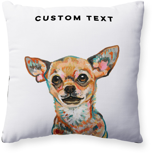 Chihuahua Custom Text Pillow, Woven, Black, 20x20, Single Sided, Multicolor