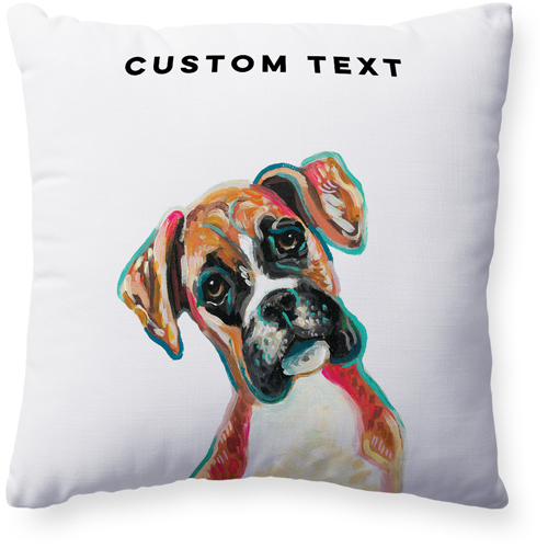 Boxer Custom Text Pillow, Woven, Beige, 20x20, Single Sided, Multicolor