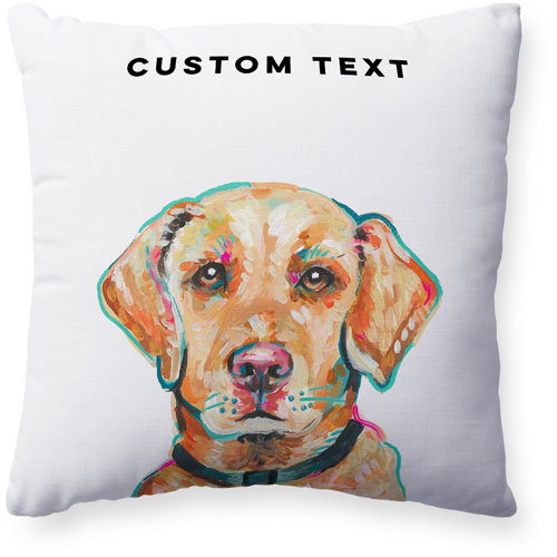 Yellow Lab Custom Text Pillow, Woven, Beige, 20x20, Single Sided, Multicolor
