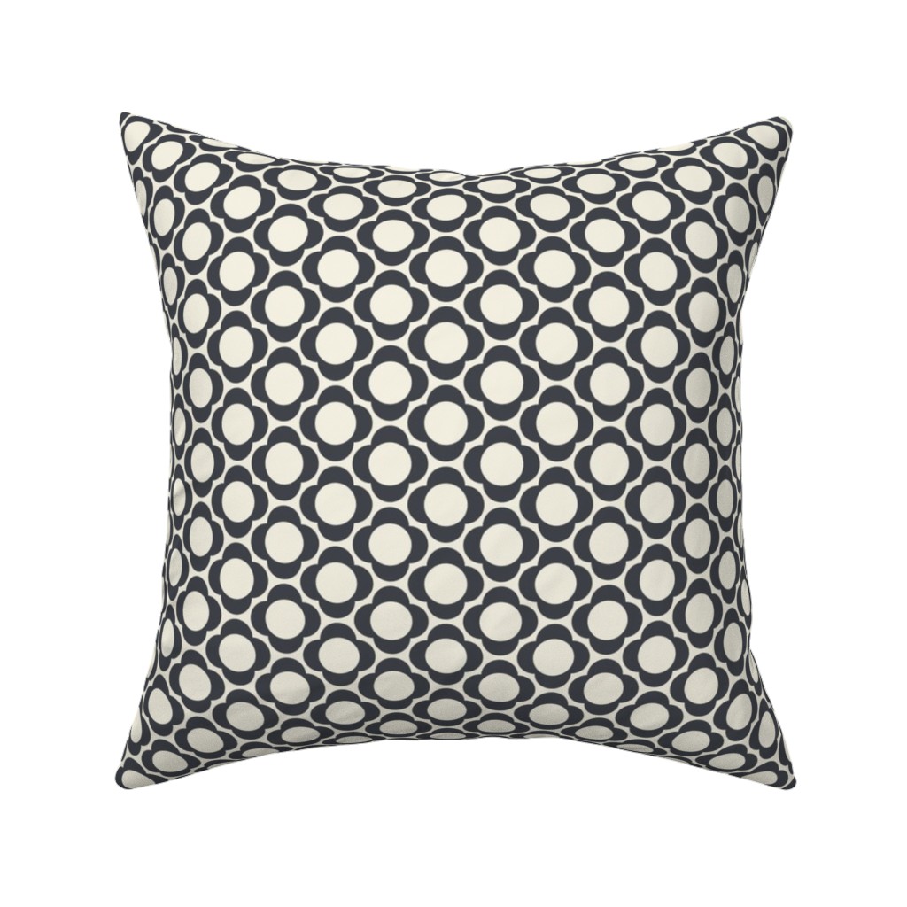 Lotta's Scandi Daisy - Navy on Cream Pillow, Woven, Beige, 16x16, Single Sided, Beige, Pearl