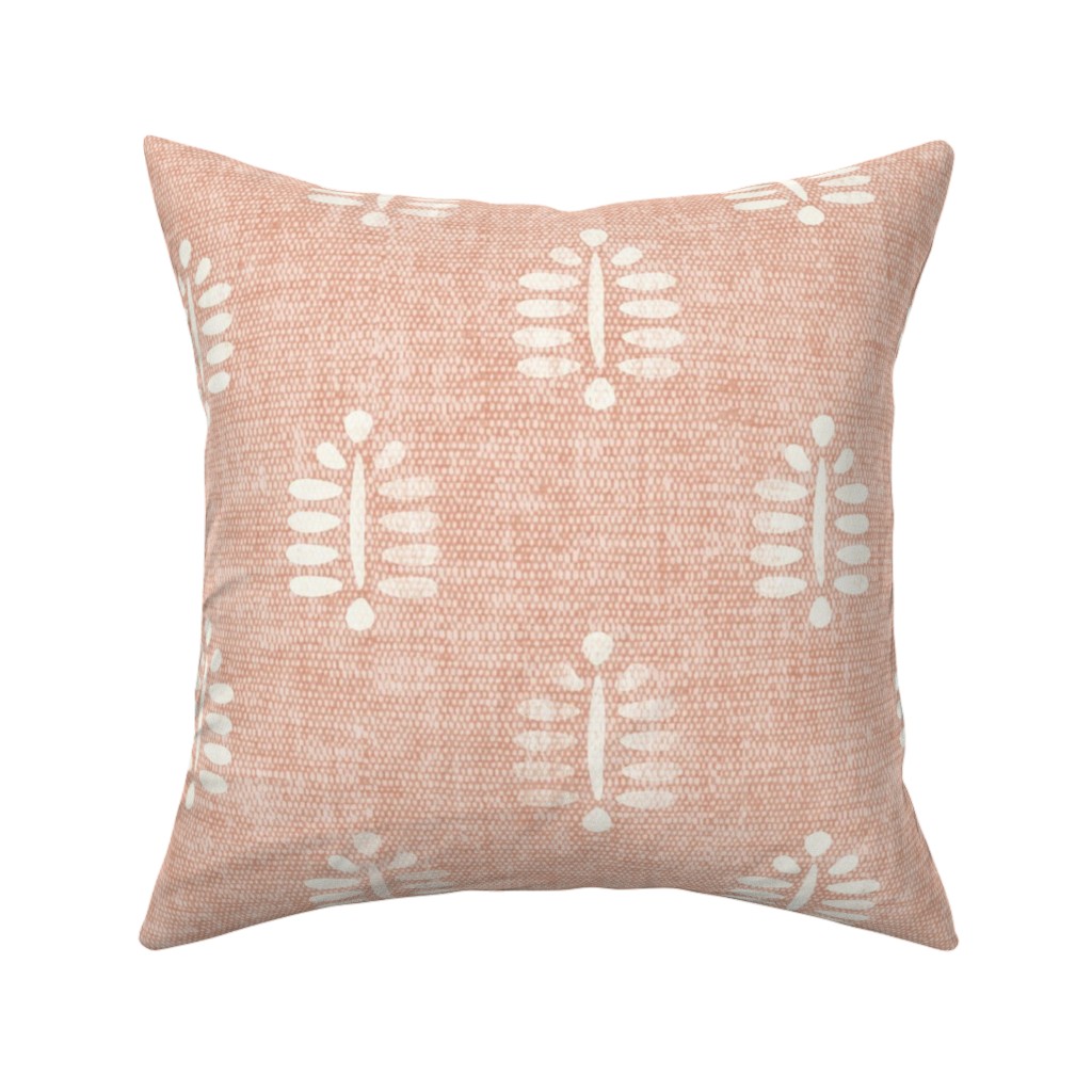 Block Print Fern - Dusty Pink Pillow, Woven, Beige, 16x16, Single Sided, Pink