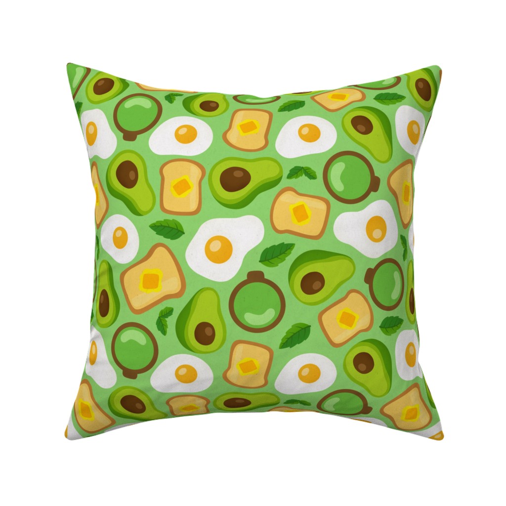 Deconstructed Avocado Toast - Green Pillow, Woven, Beige, 16x16, Single Sided, Green