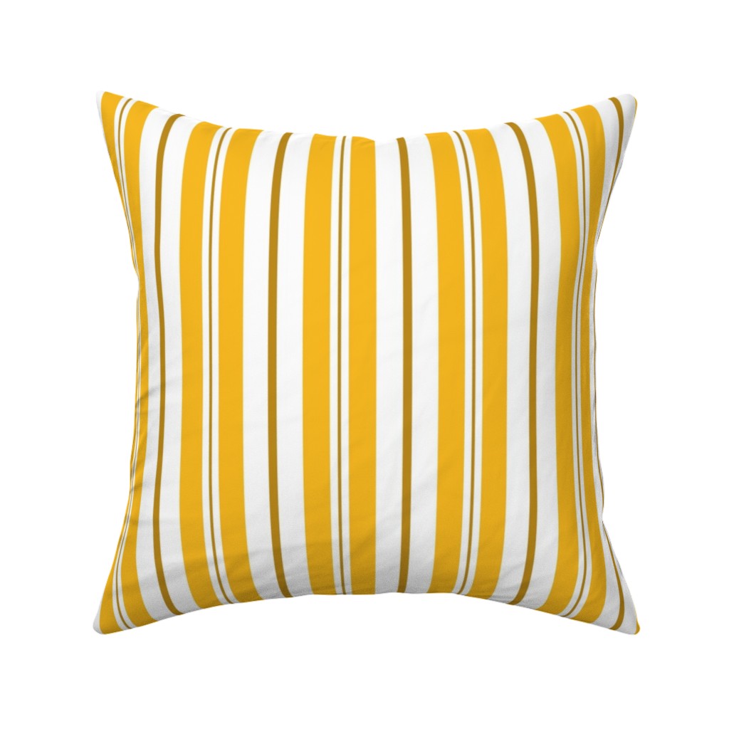 Gold White and Brown Stripes Pillow, Woven, Beige, 16x16, Single Sided, Yellow