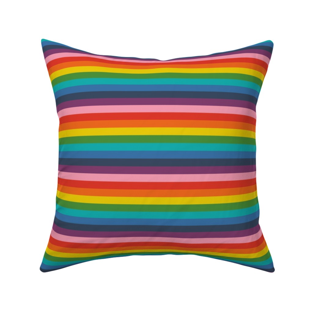 Colorful Live - Rainbow Stripe Pillow, Woven, Beige, 16x16, Single Sided, Multicolor