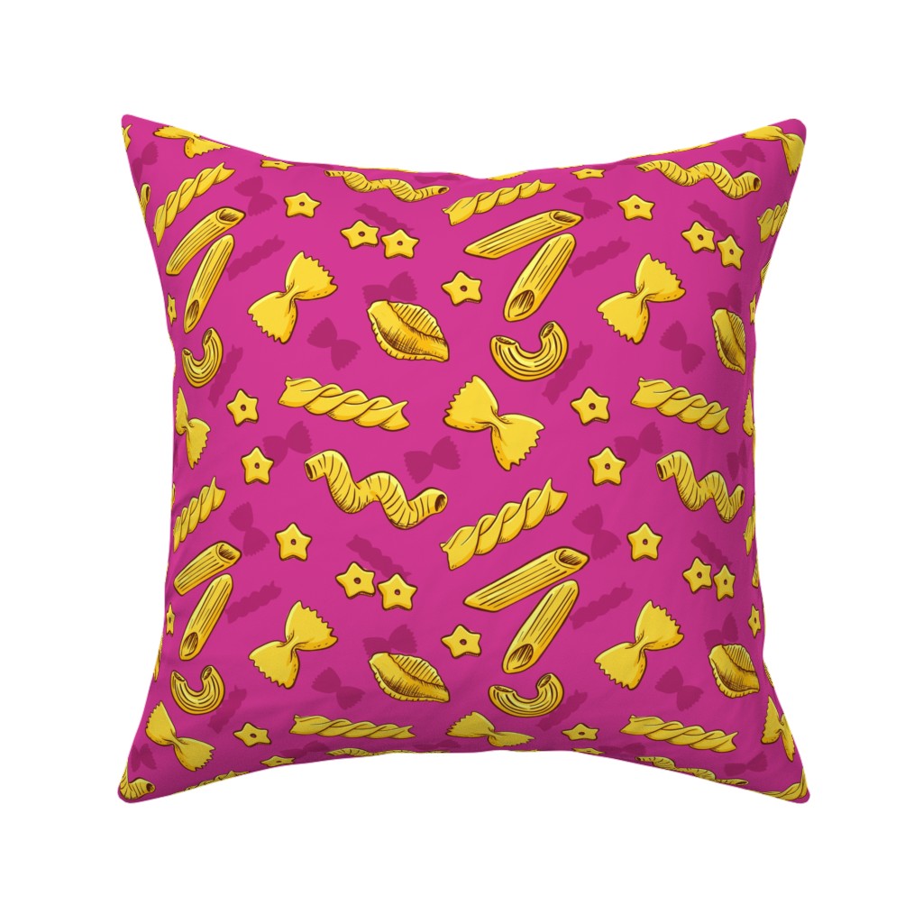 Pasta Pillow, Woven, Beige, 16x16, Single Sided, Pink