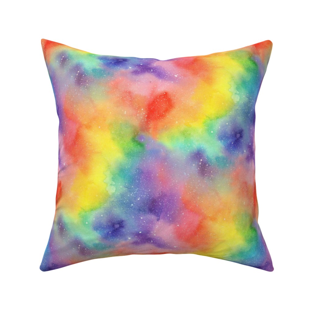 Watercolor Rainbow - Multi Pillow, Woven, Beige, 16x16, Single Sided, Multicolor