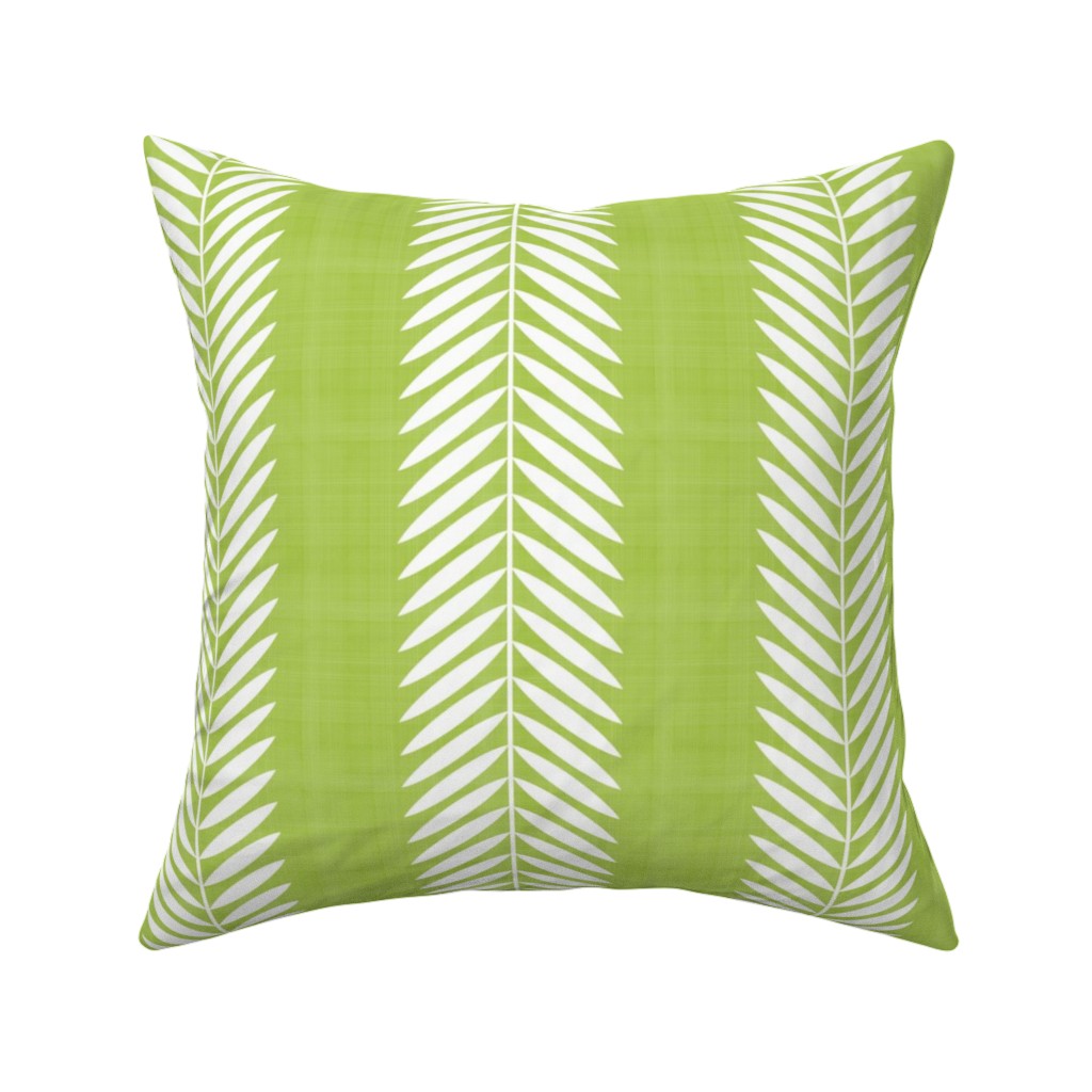 Laurel Leaf Stripe Pillow, Woven, Beige, 16x16, Single Sided, Green