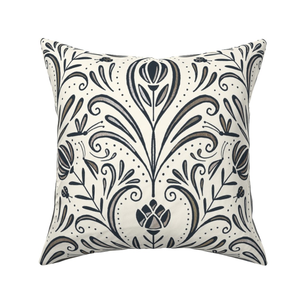 Rochelle Pillow, Woven, Beige, 16x16, Single Sided, Beige, Antique White