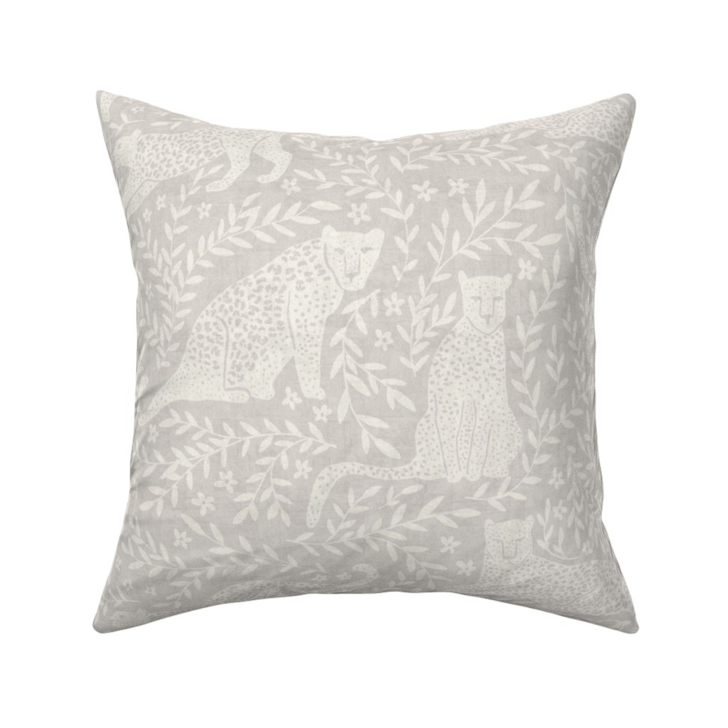 Jungle Cat Pillow, Woven, Beige, 16x16, Single Sided, Beige, Silver Lining