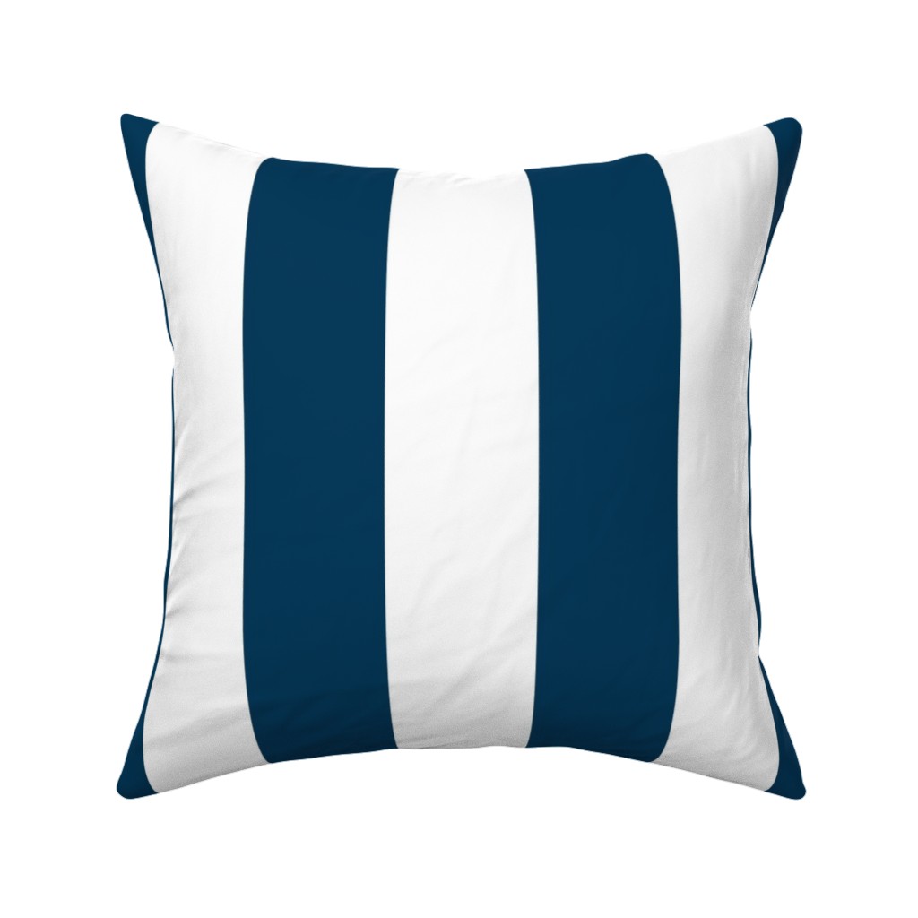 Cabana Stripe - Navy and White Pillow, Woven, Beige, 16x16, Single Sided, Blue, True Blue