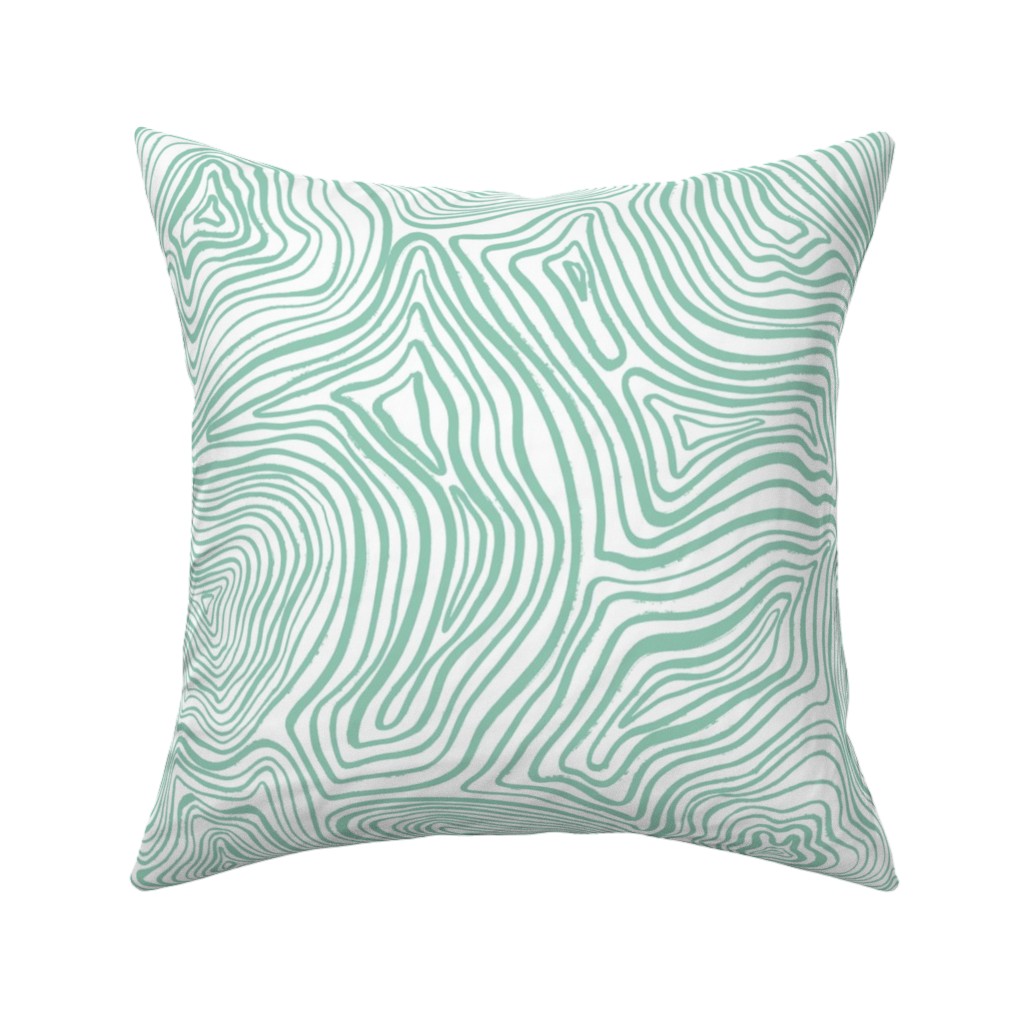 Abstract Wavy Lines - Green Pillow, Woven, Beige, 16x16, Single Sided, Green, Classic Green