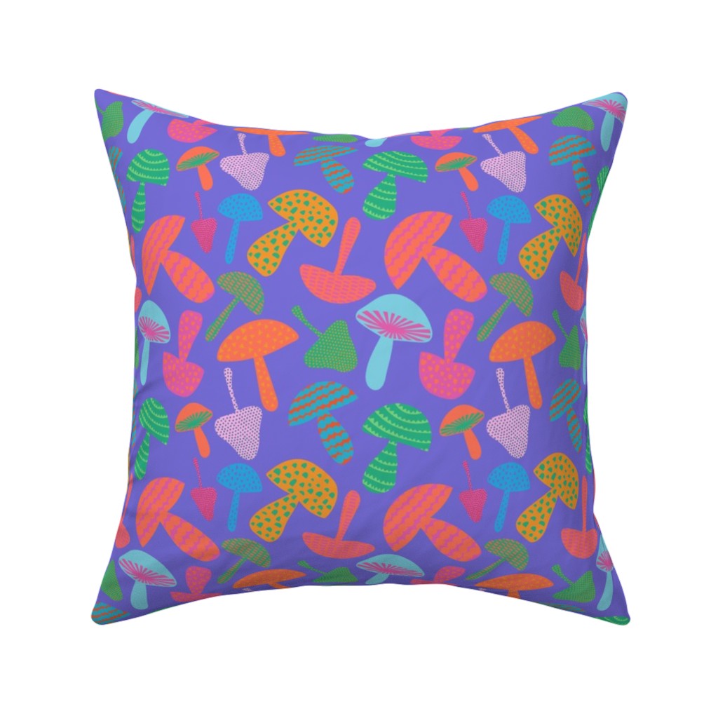 Mushroom Tossed - Bold Pillow, Woven, Beige, 16x16, Single Sided, Purple, Purple