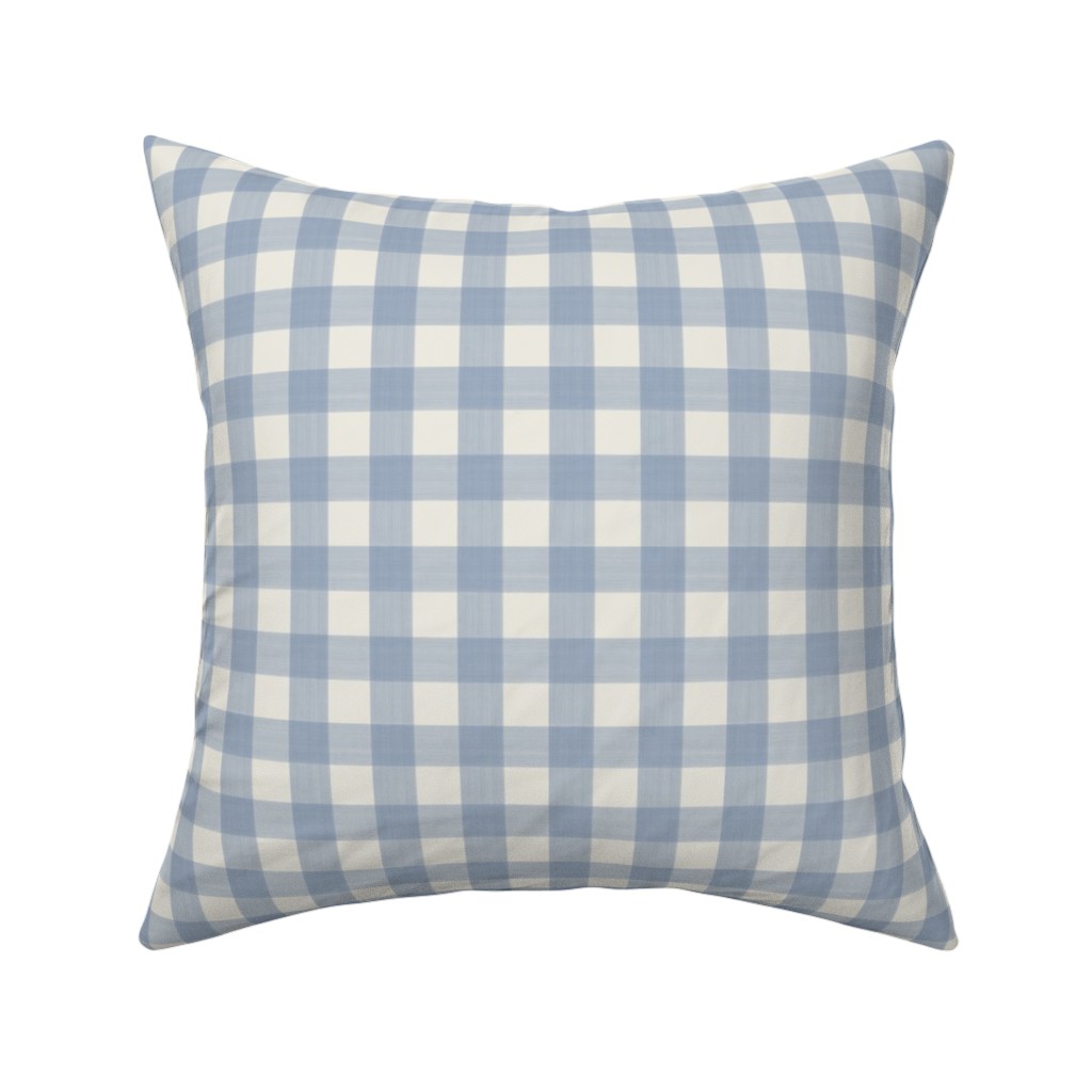 Buffalo Plaid - Soft Blue & Cream Pillow, Woven, Beige, 16x16, Single Sided, Blue