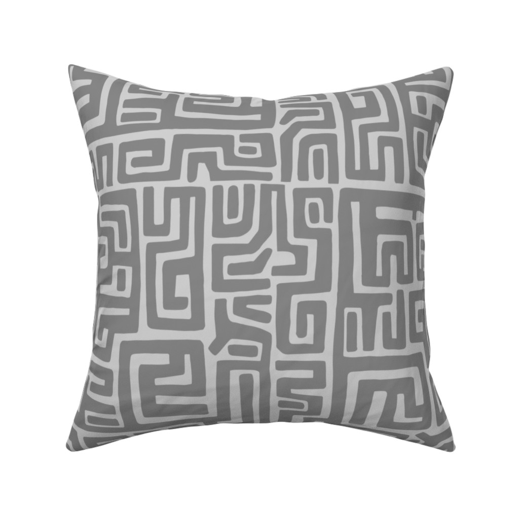 Maze Pillow, Woven, Beige, 16x16, Single Sided, Gray
