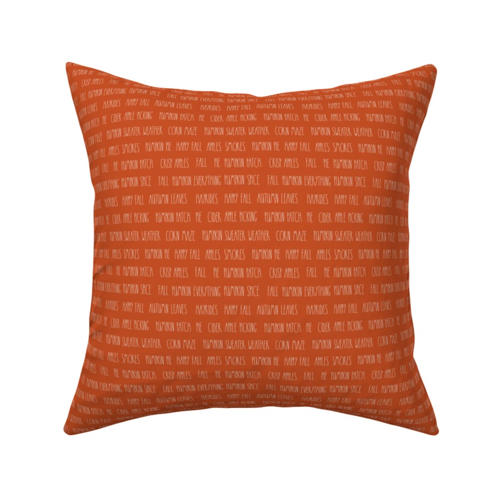 Fall Typography - Orange Pillow, Woven, Beige, 16x16, Single Sided, Orange