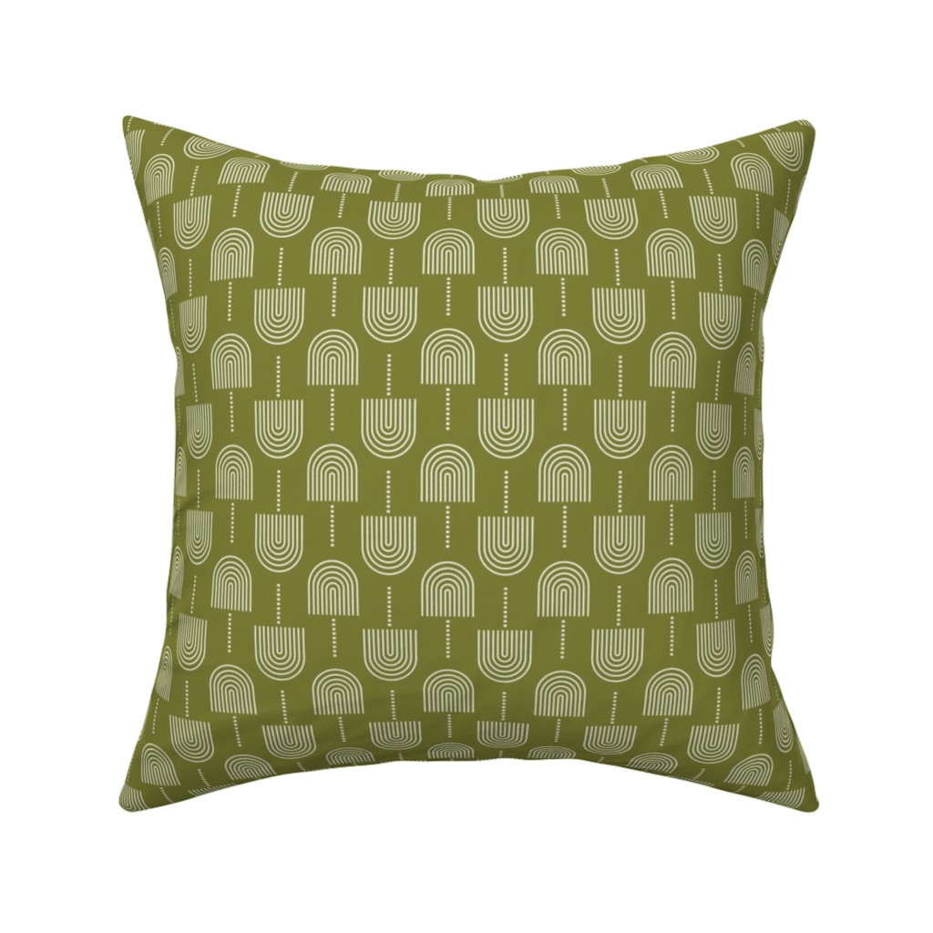 Fans - Olive Pillow, Woven, Beige, 16x16, Single Sided, Green, Classic Green