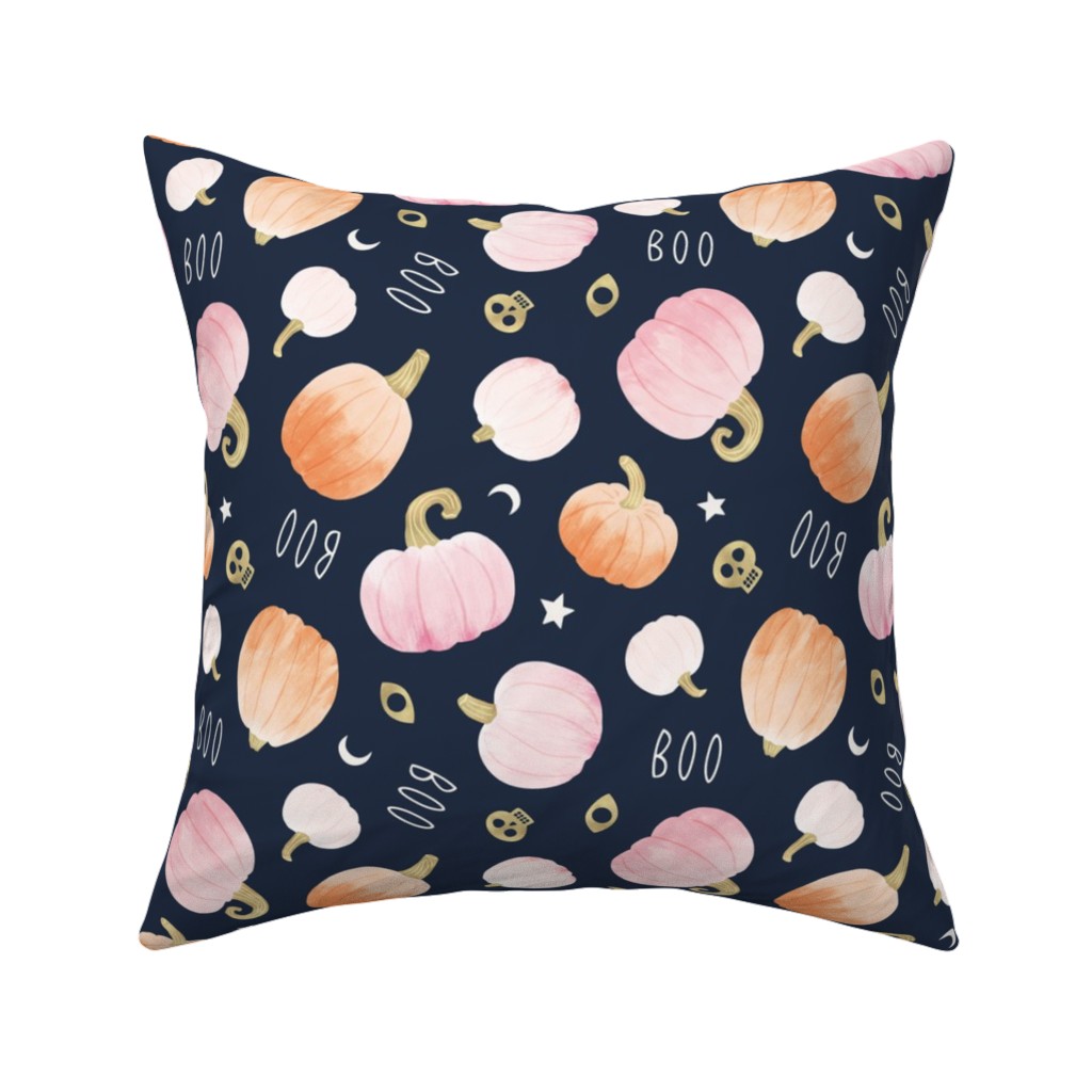 Halloween Pumpkin Party Pillow, Woven, Beige, 16x16, Single Sided, Orange, Orange