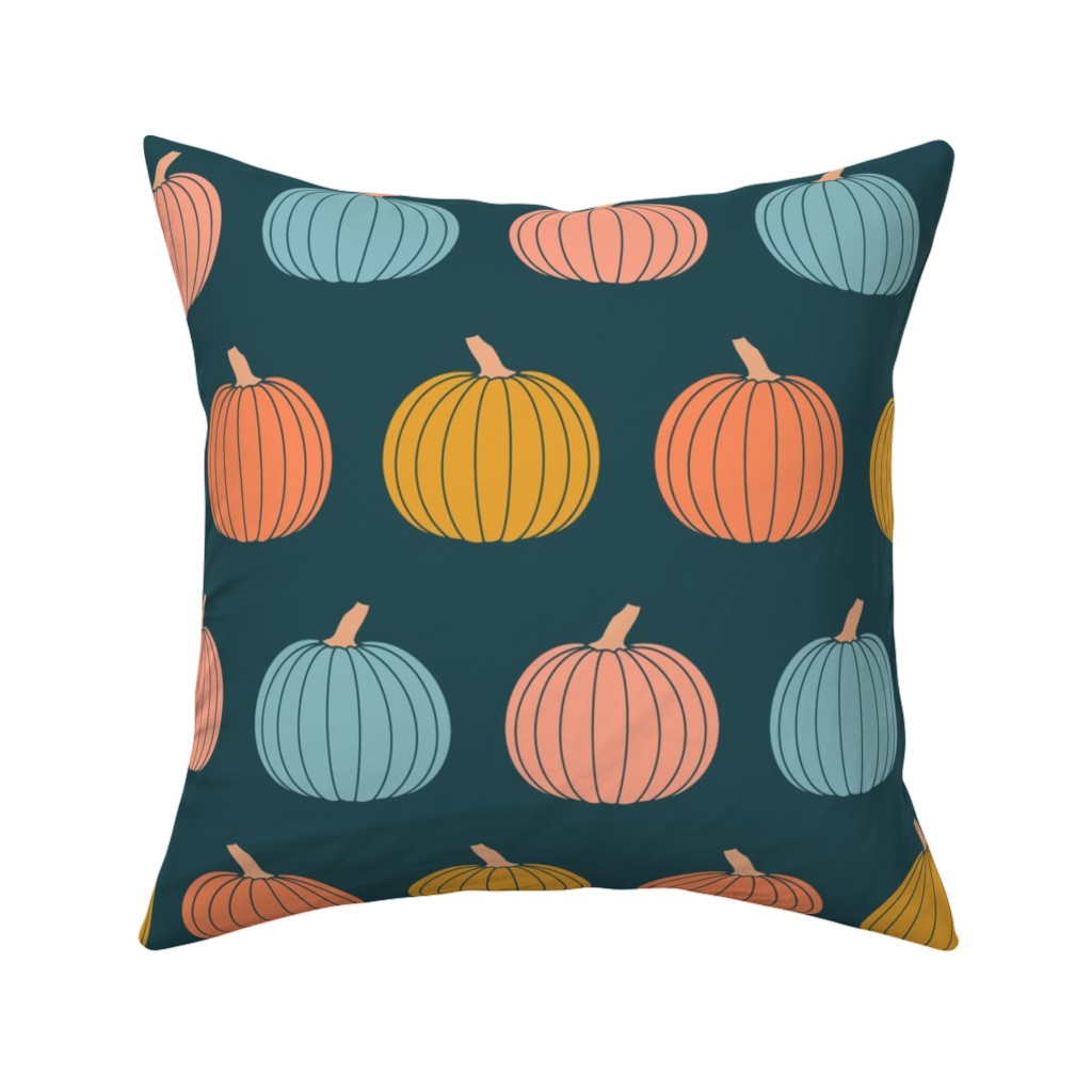 Colorful Halloween - Teal and Orange Pillow, Woven, Beige, 16x16, Single Sided, Multicolor