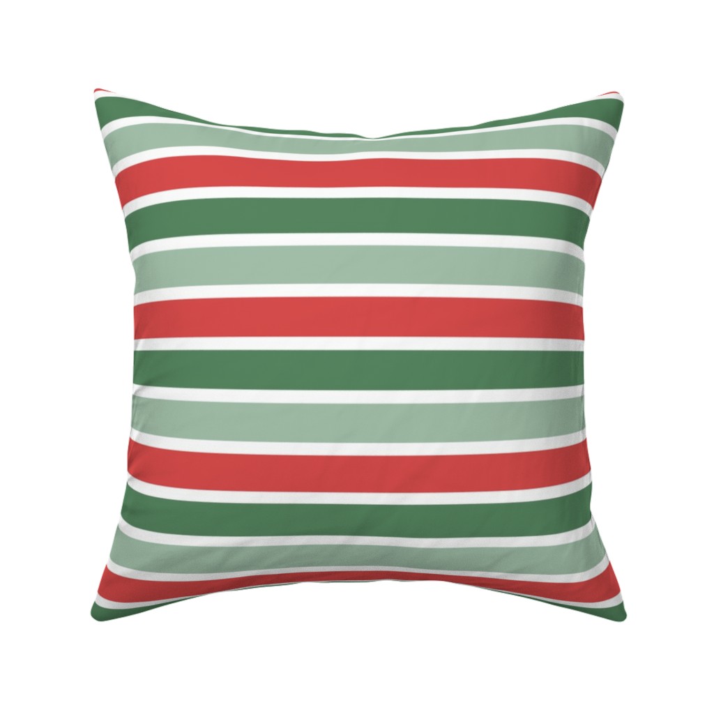 Christmas Cozy Stripe - Red and Green Pillow, Woven, Beige, 16x16, Single Sided, Multicolor