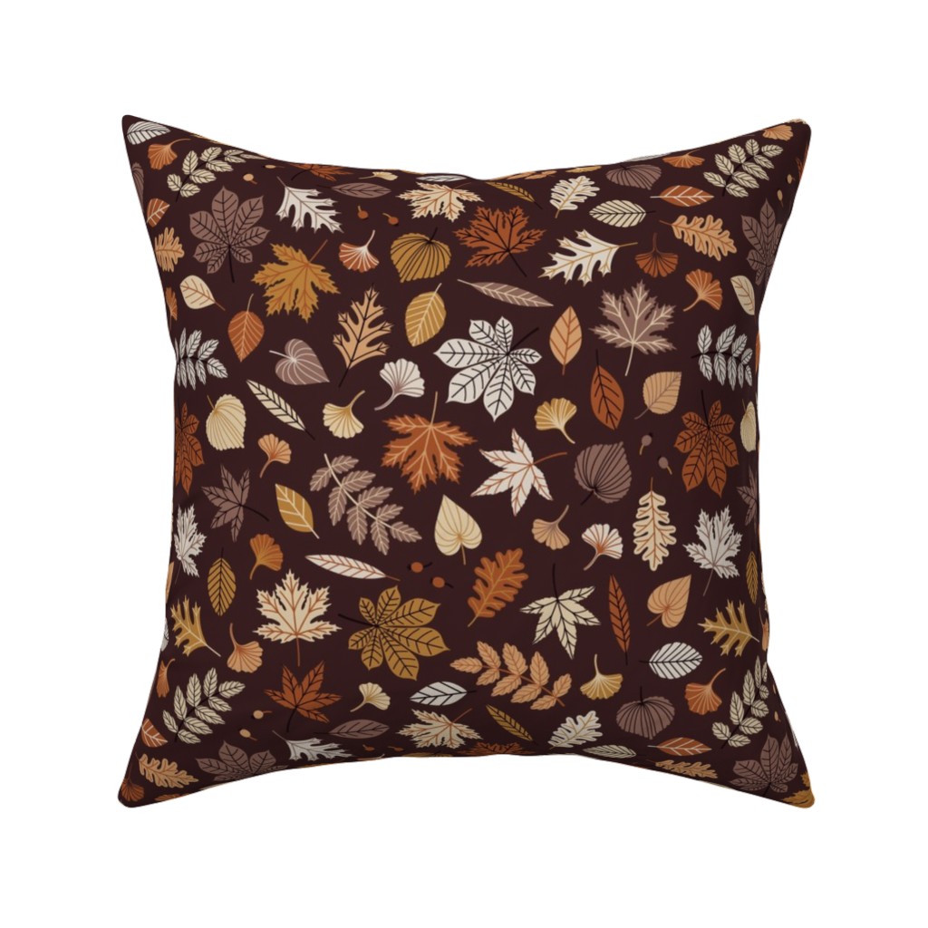 Fall Time Leaves - Brown Pillow, Woven, Beige, 16x16, Single Sided, Brown