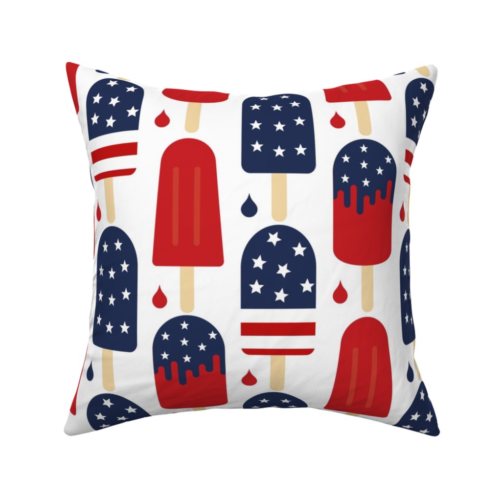 Patriotic Popsicles - Red, White and Blue Pillow, Woven, Beige, 16x16, Single Sided, Multicolor