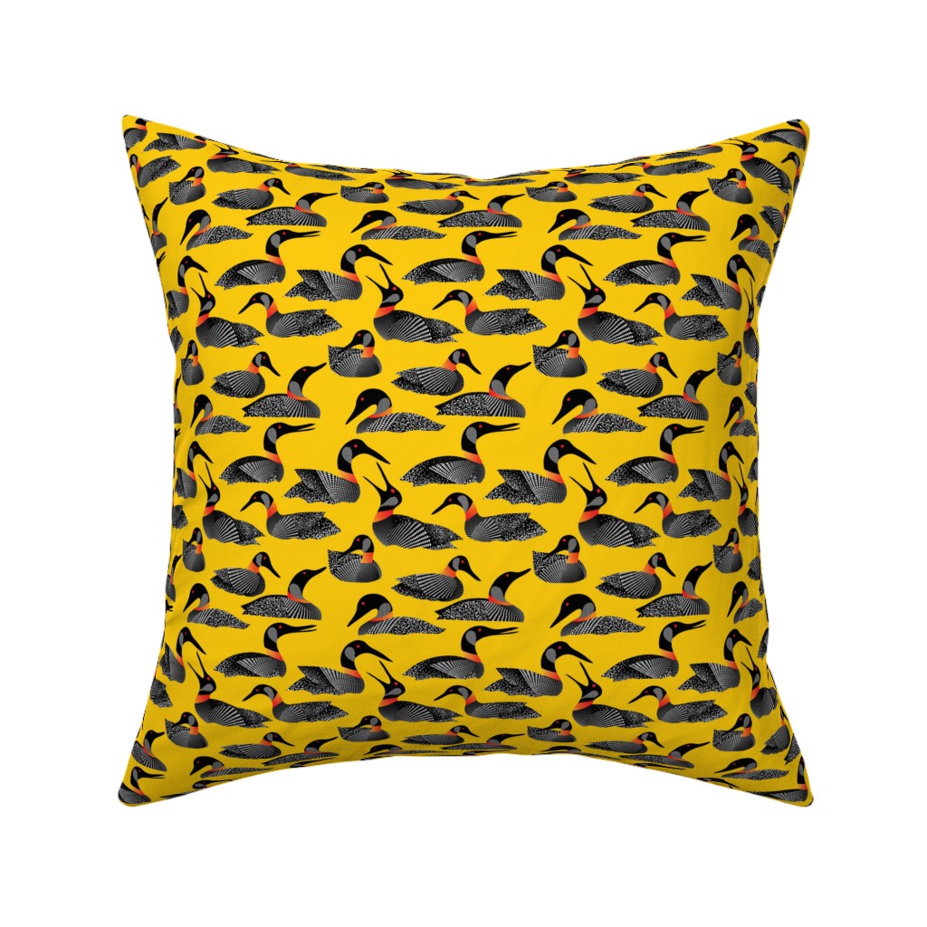 Common Loon of Canada - Yellow Pillow, Woven, Beige, 16x16, Single Sided, Yellow, Classic Yellow