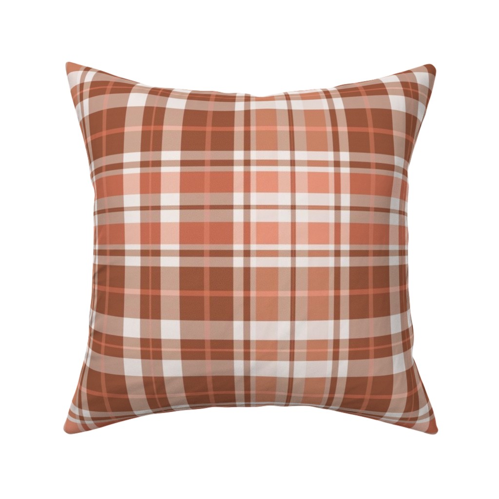 Pumpkin Spice Plaid Pillow, Woven, Beige, 16x16, Single Sided, Brown, Brown