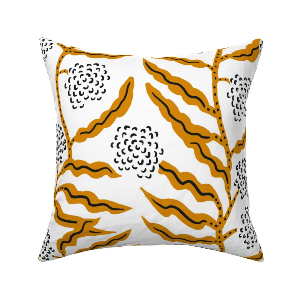 La Ville Vine - Black and Yellow Pillow, Woven, Beige, 16x16, Single Sided, Yellow