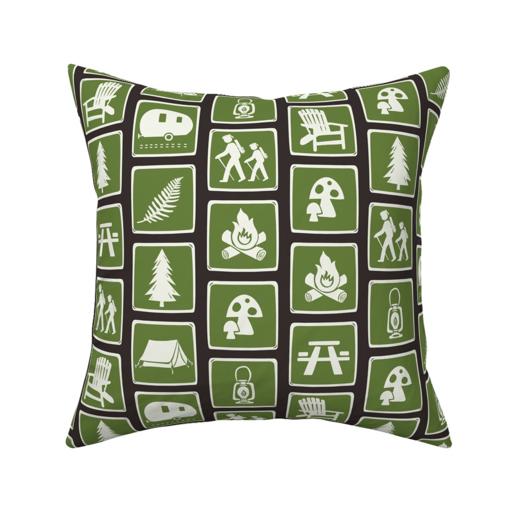Follow the Signs To Fun Pillow, Woven, Beige, 16x16, Single Sided, Green, Ivy