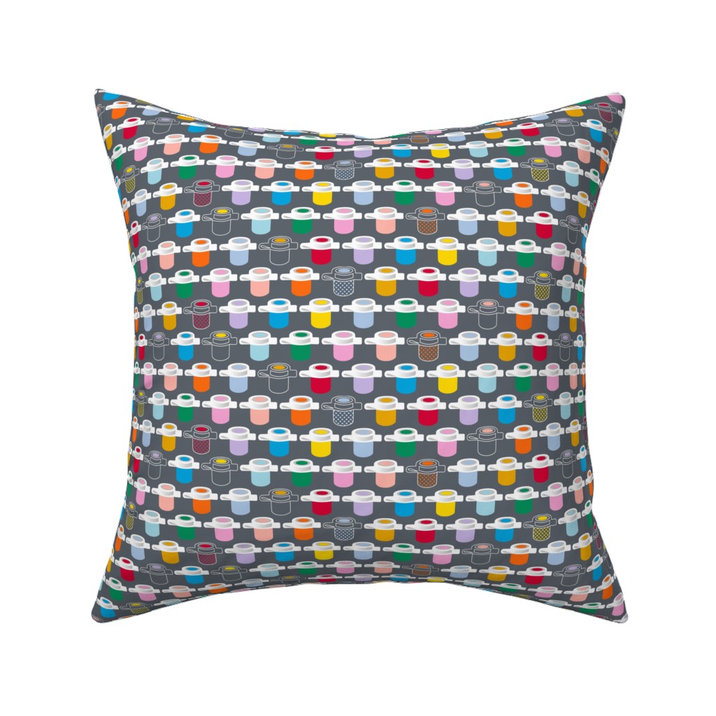 Paint Pots Pillow, Woven, Beige, 16x16, Single Sided, Multicolor, Pewter
