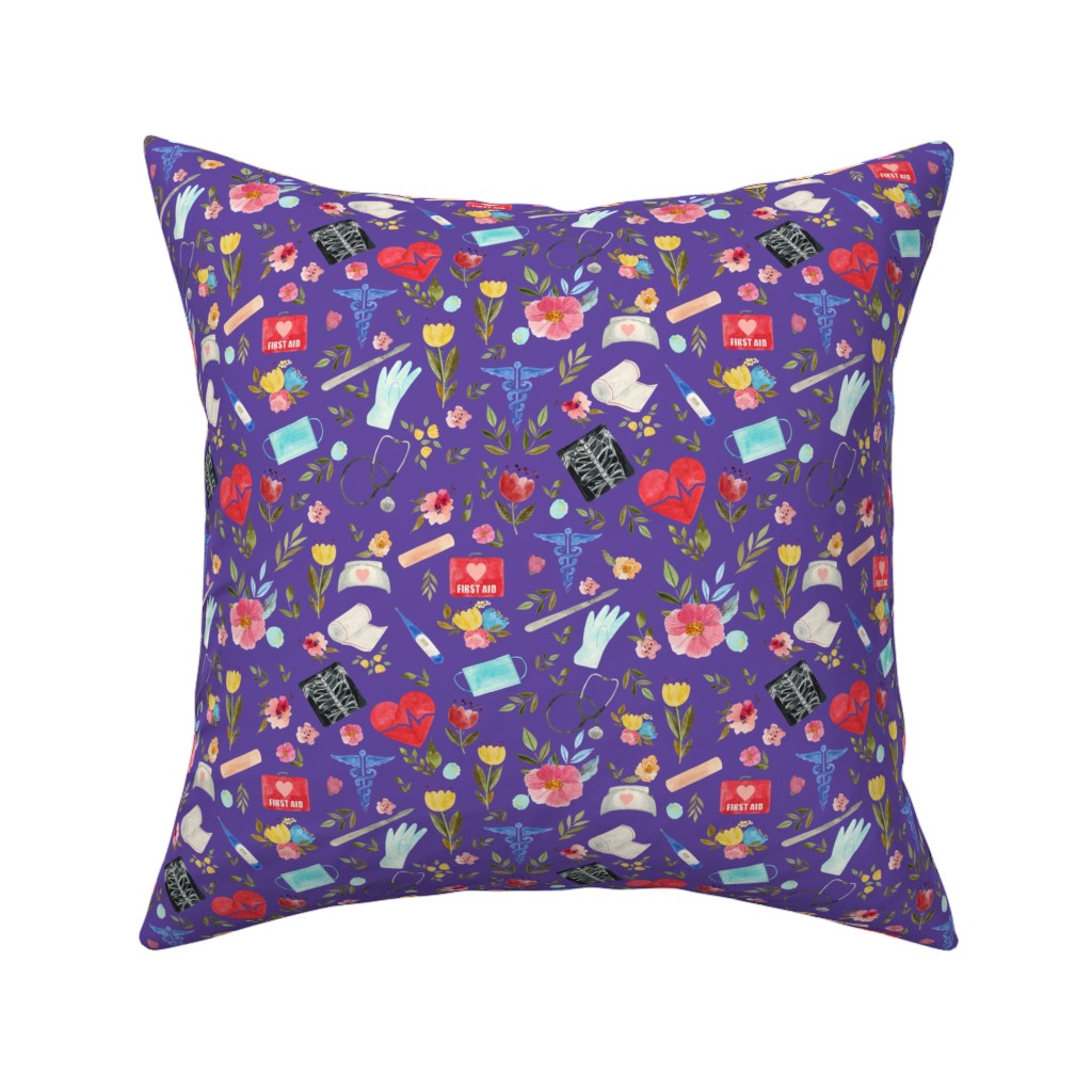 Love To Care Pillow, Woven, Beige, 16x16, Single Sided, Purple, Hyacinth