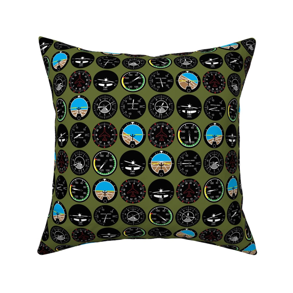 Flight Deck Pillow, Woven, Beige, 16x16, Single Sided, Green