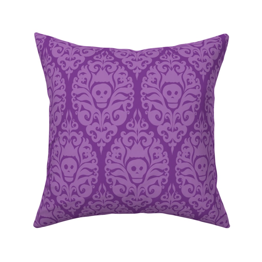 Spooky Damask - Purple Pillow, Woven, Beige, 16x16, Single Sided, Purple