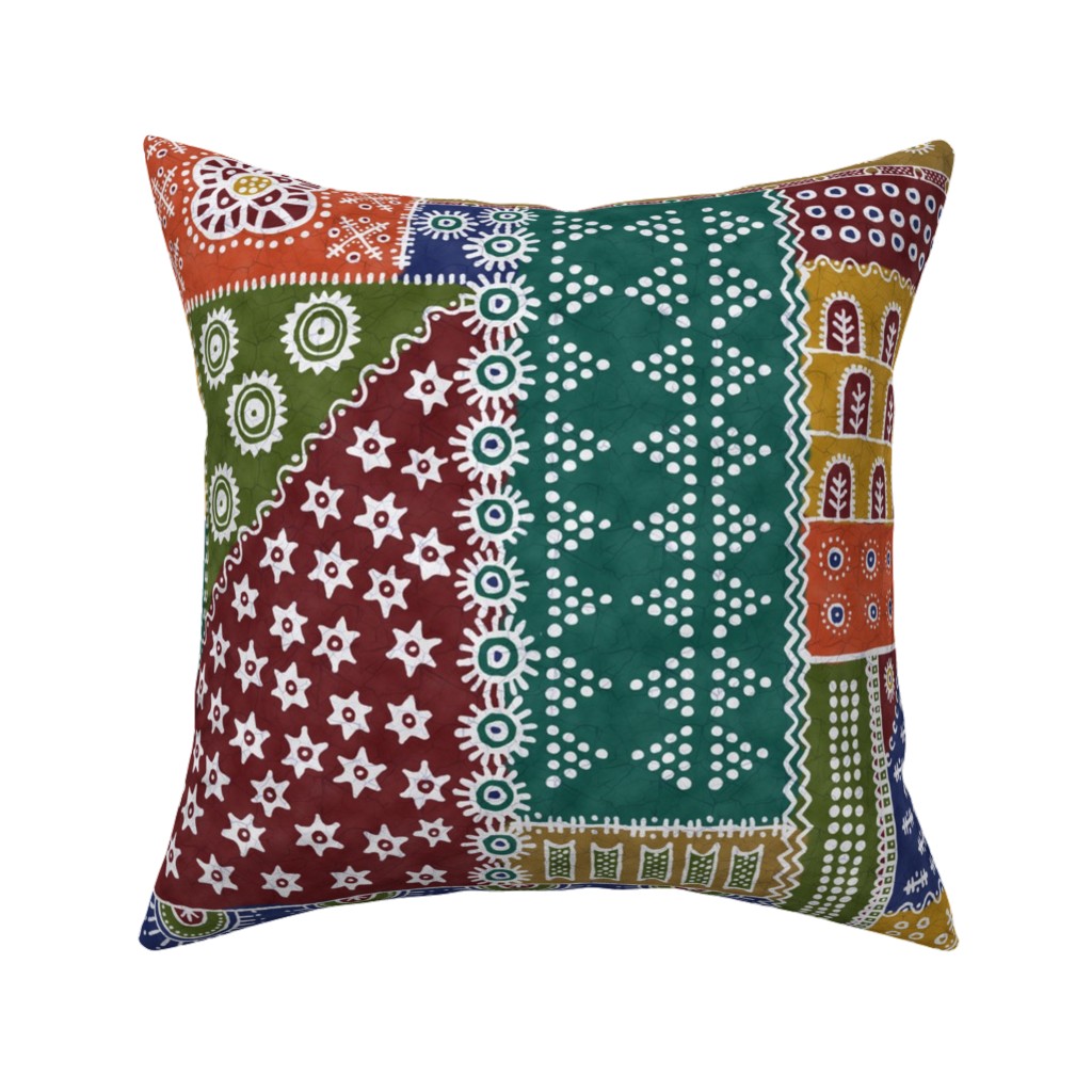 Batik Complete - Warm Pillow, Woven, Beige, 16x16, Single Sided, Multicolor