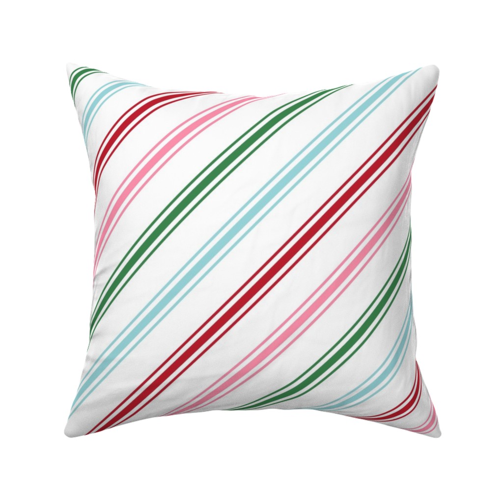 Christmas Wish Candy Cane Stripes - Multi Pillow, Woven, Beige, 16x16, Single Sided, Multicolor