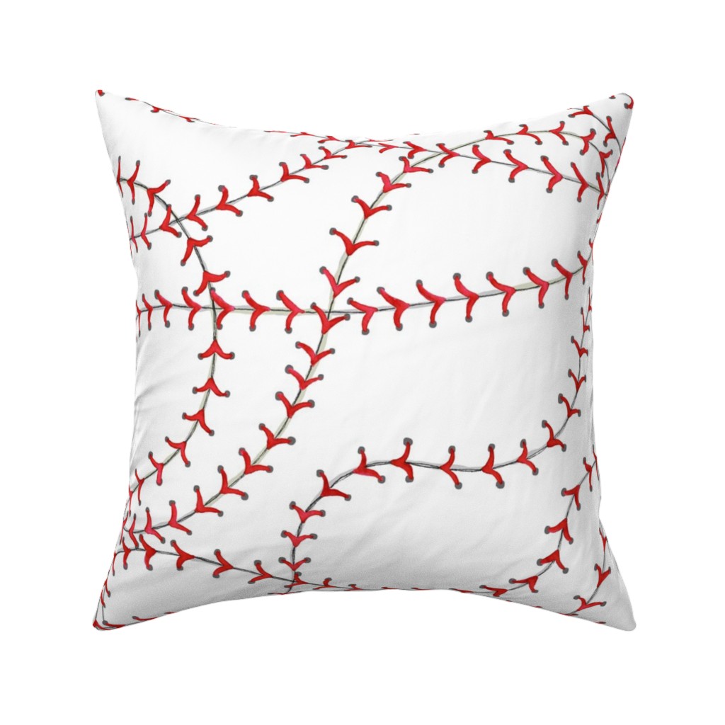 Baseball Seams Pillow, Woven, Beige, 16x16, Single Sided, White, White