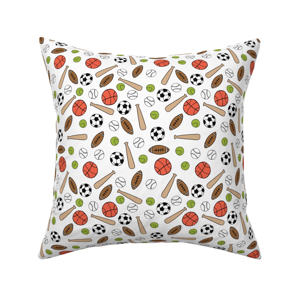 Sports - Multicolor Pillow, Woven, Beige, 16x16, Single Sided, Multicolor