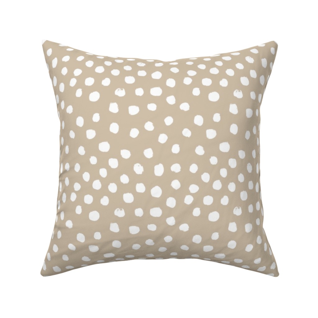 Soft Painted Dots Pillow, Woven, Beige, 16x16, Single Sided, Beige