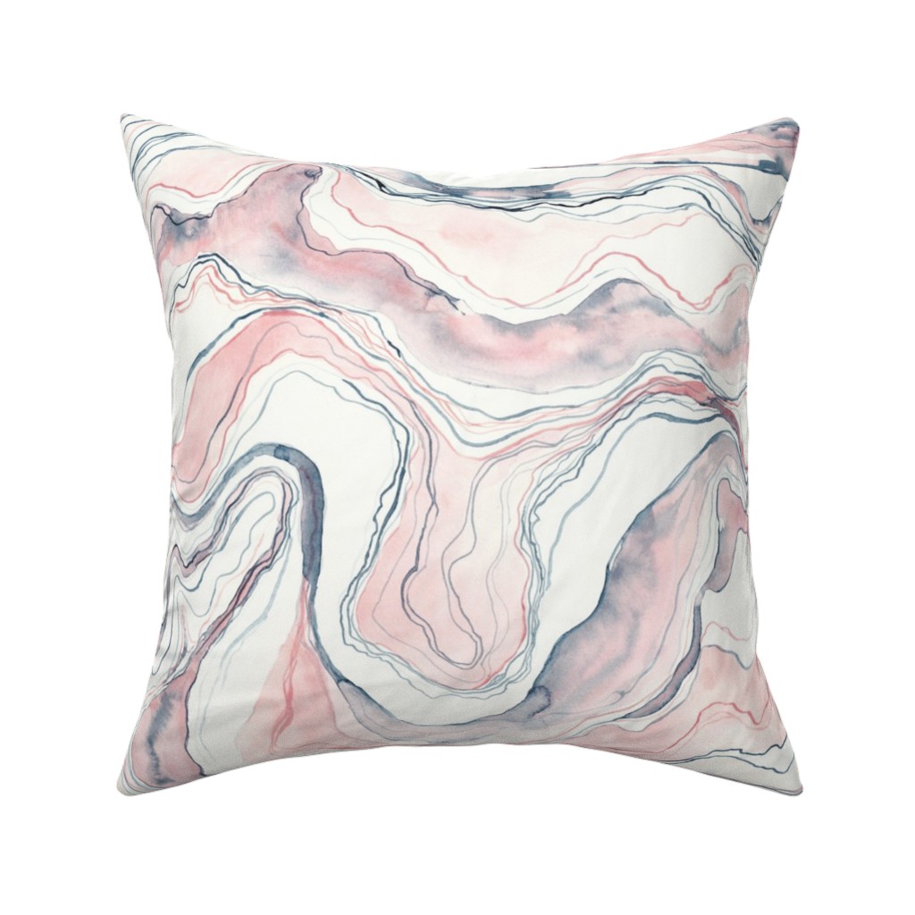 Watercolor Marble Pillow, Woven, Beige, 16x16, Single Sided, Pink, Quartz