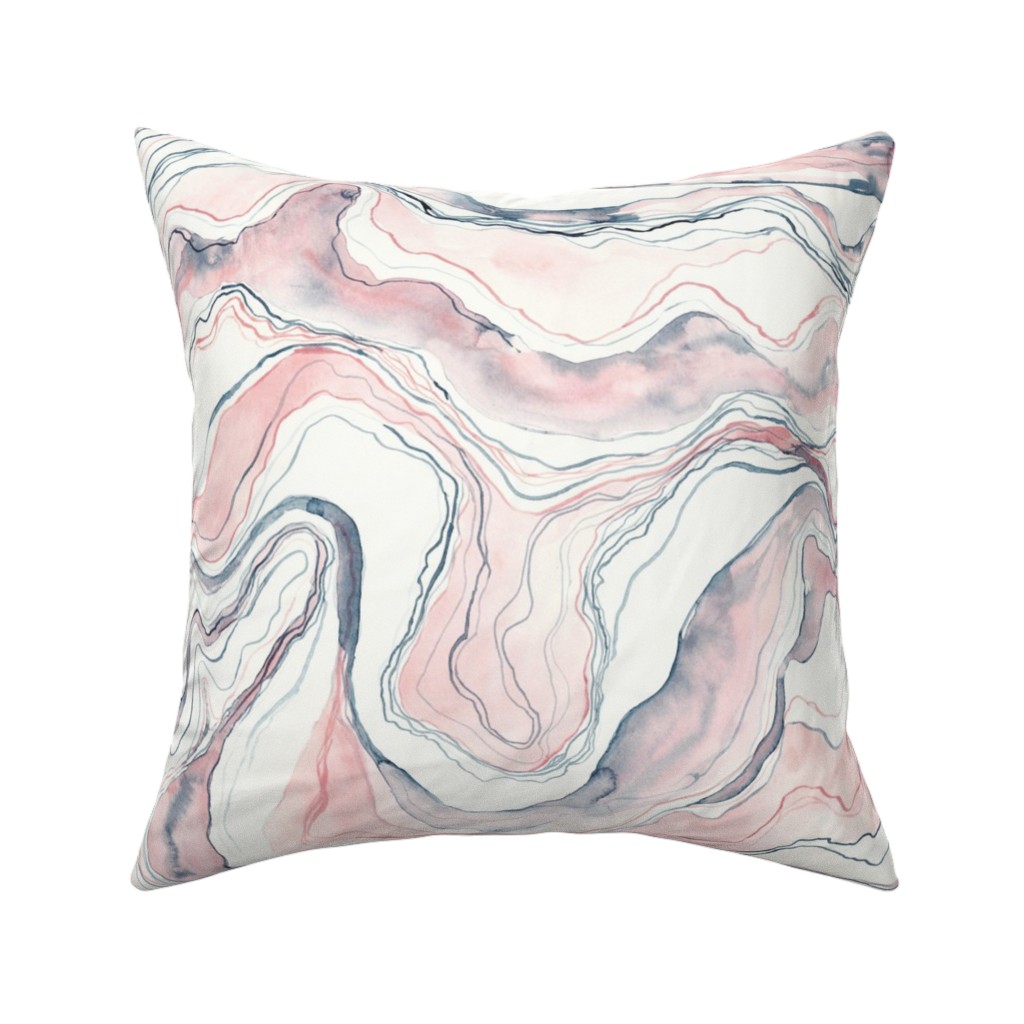 Watercolor Marble Pillow, Woven, Beige, 16x16, Single Sided, Pink