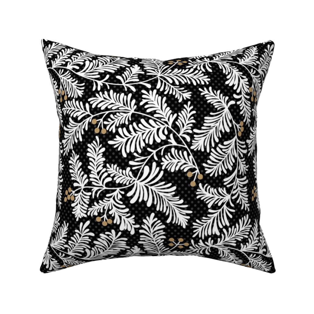 Winter Branches Pillow, Woven, Beige, 16x16, Single Sided, Black