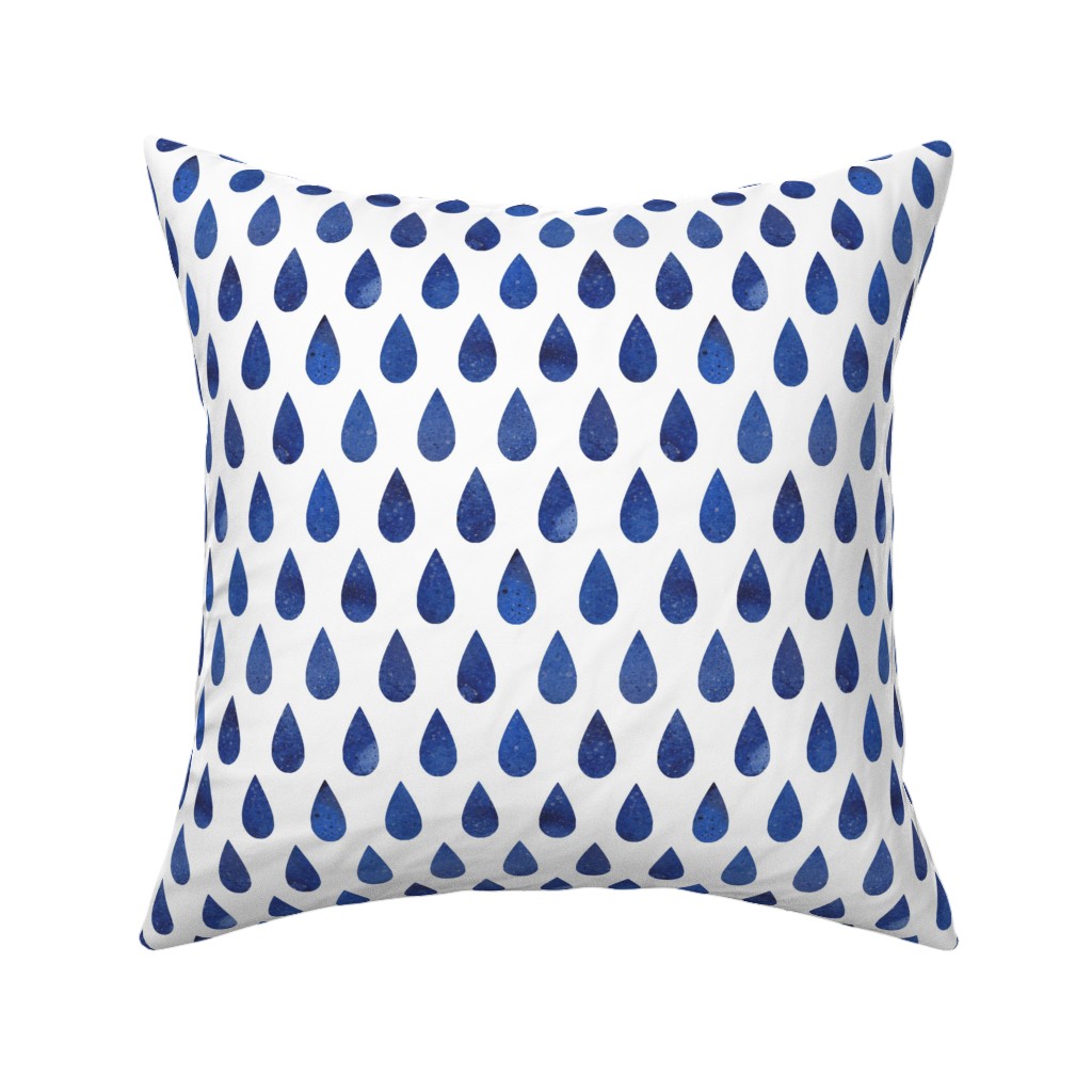 Drops Pillow, Woven, Beige, 16x16, Single Sided, Blue