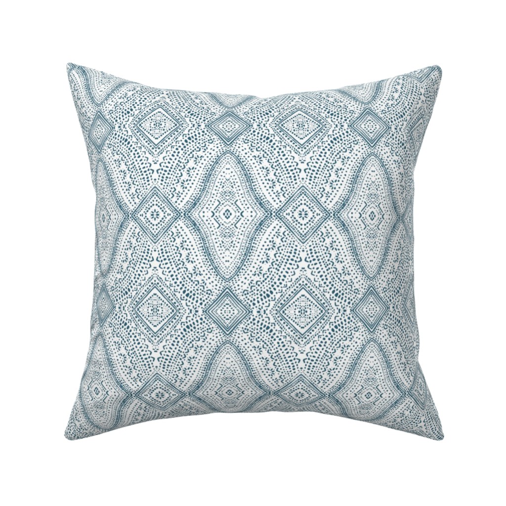 Tribal Dot - Navy Pillow, Woven, Beige, 16x16, Single Sided, Blue