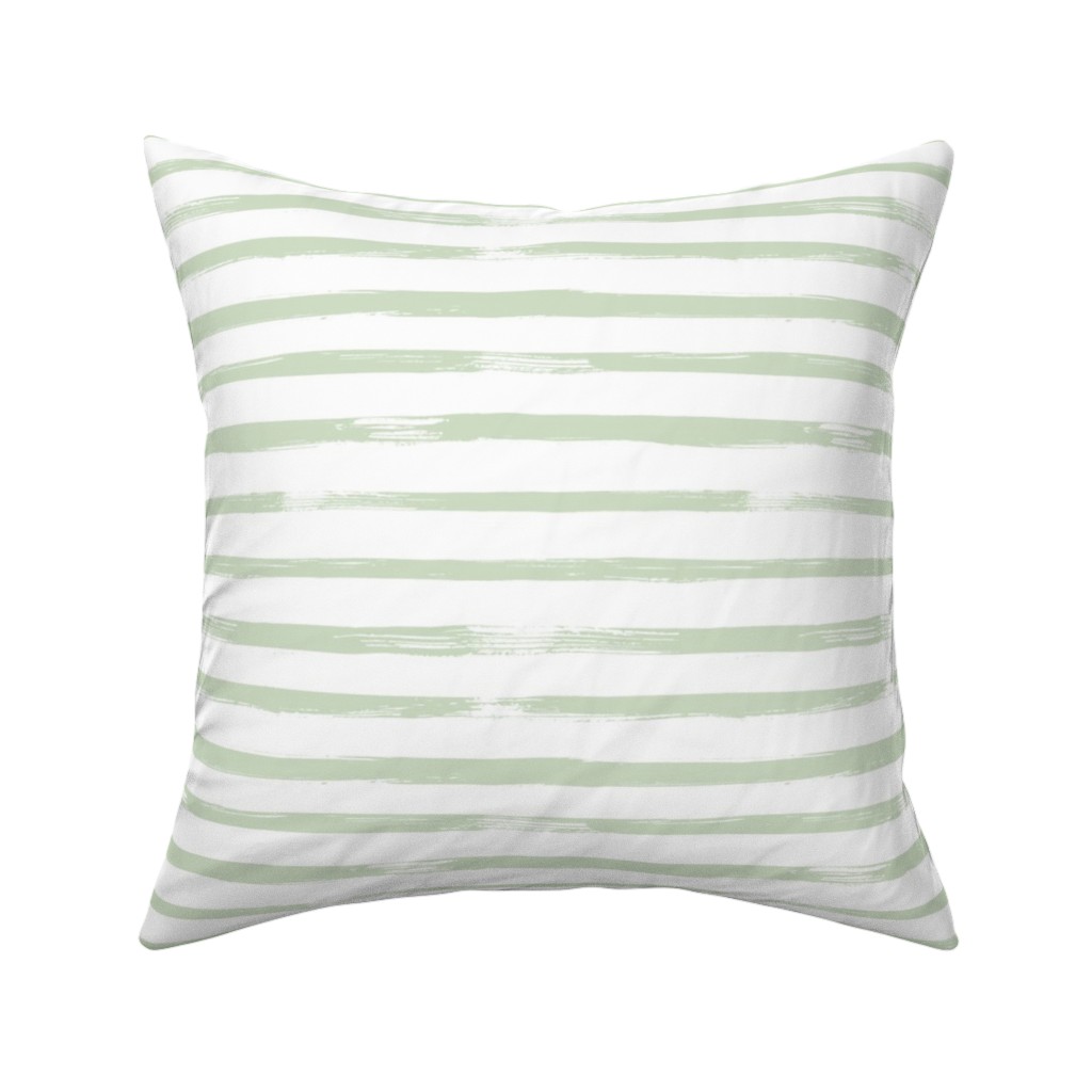Sage and White Stripes Pillow, Woven, Beige, 16x16, Single Sided, Green