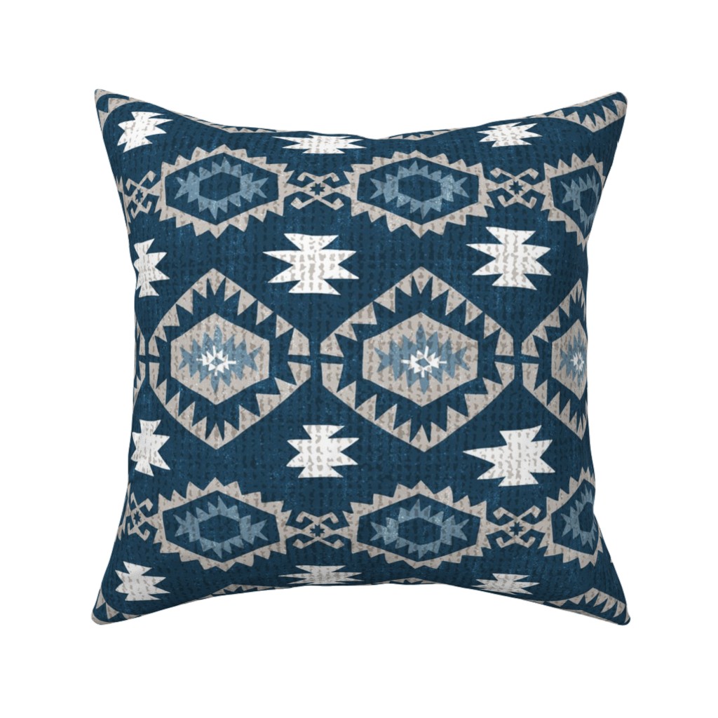 Kilim Me - Blue Pillow, Woven, Beige, 16x16, Single Sided, Blue, True Blue