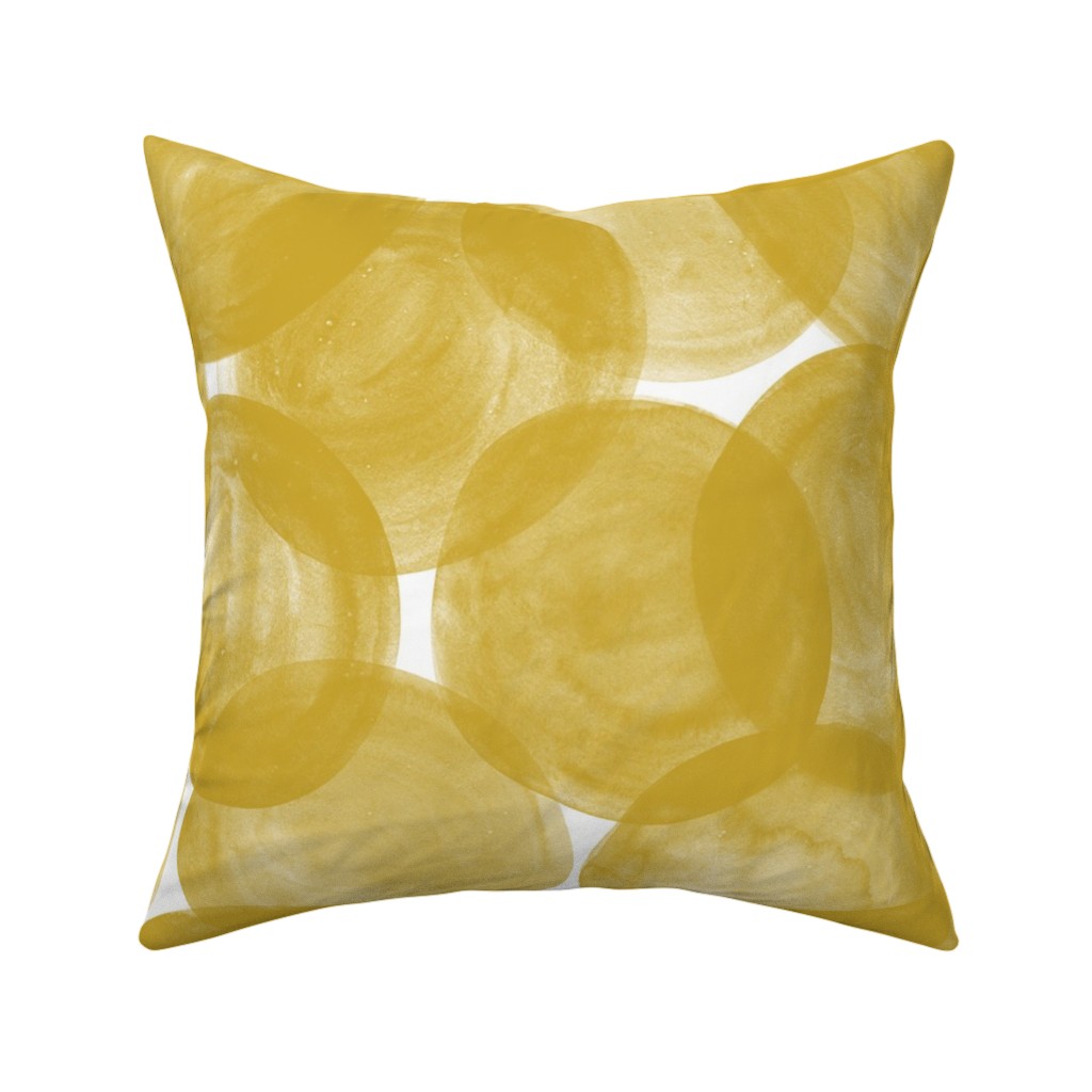 Watercolor Dots - Yellow Pillow, Woven, Beige, 16x16, Single Sided, Yellow