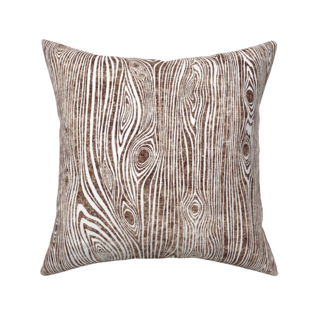 Woodgrain Driftwood Pillow, Woven, Beige, 16x16, Single Sided, Brown, Cafe
