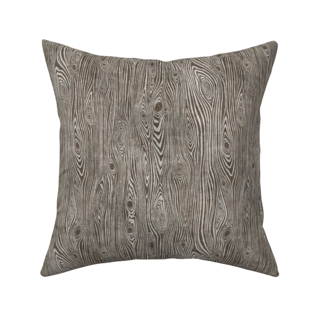 Woodgrain Driftwood Pillow, Woven, Beige, 16x16, Single Sided, Brown, Ash
