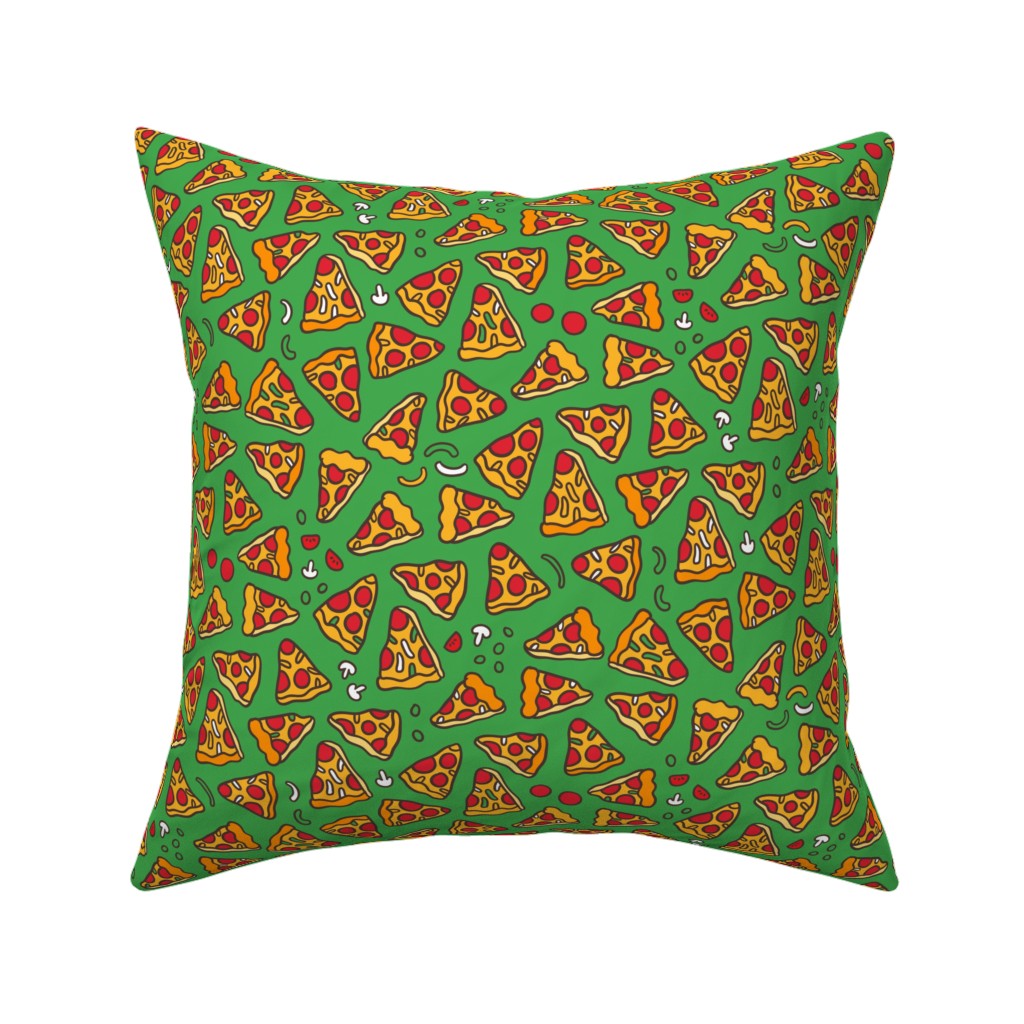 Pizza Pattern Pillow, Woven, Beige, 16x16, Single Sided, Green